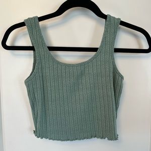SHEIN Ribbed Lettuce edge Sweater like Cropped Tank Top